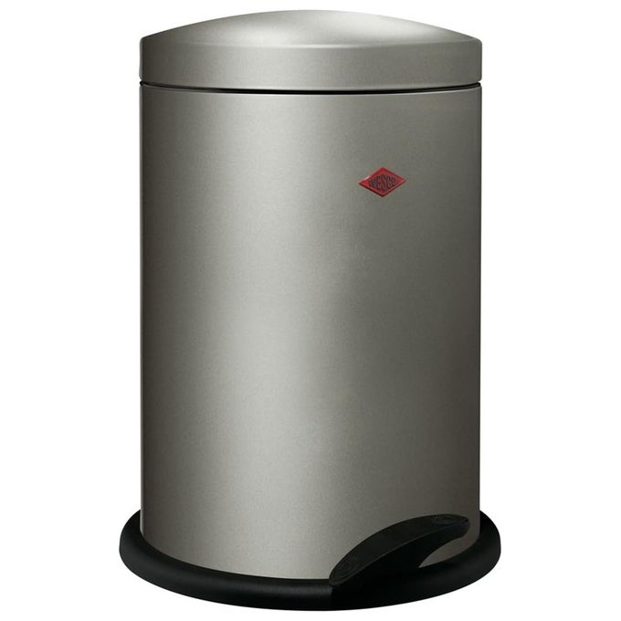 WESCO 116212-03 Semplice Raccoglitore per Rifiuti 13 L in Lamiera d'Acciaio Verniciata a Polvere con Pedale Stabile colore Argentato
