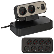 Brennenstuhl 1153580200 Estilo Duplex Prolunga con 10 Prese e 2 USB 2 m colore Nero Argento
