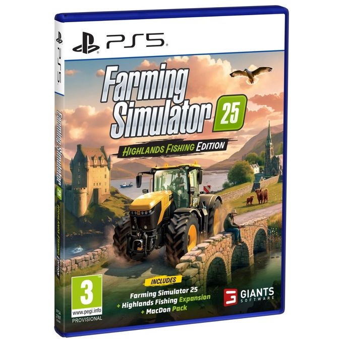 Giants Software Farming Simulator 25 Highlands Fishing Edition Videogioco PS5 Simulazione Multiplayer Online PEGI 3 Blu-ray