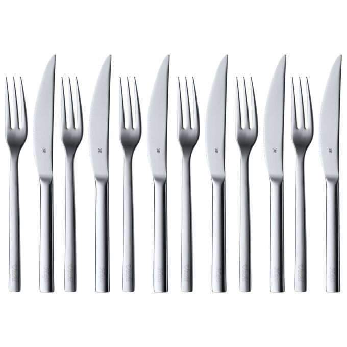 WMF 12.9143.6046 Nuova Set di Posate per Carne e Bistecche 12 Pezzi Acciaio Inox Cromargan colore Silver