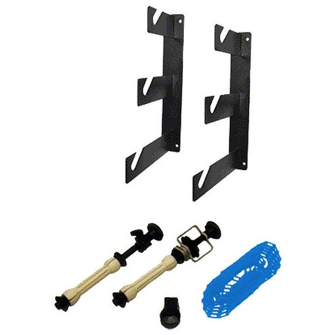 Walimex 12504 Set di Supporto Portafondale a 3 Ganci per Sfondi in Cartone Montaggio a Parete e Soffitto Portata 6 Kg colore Nero Blu