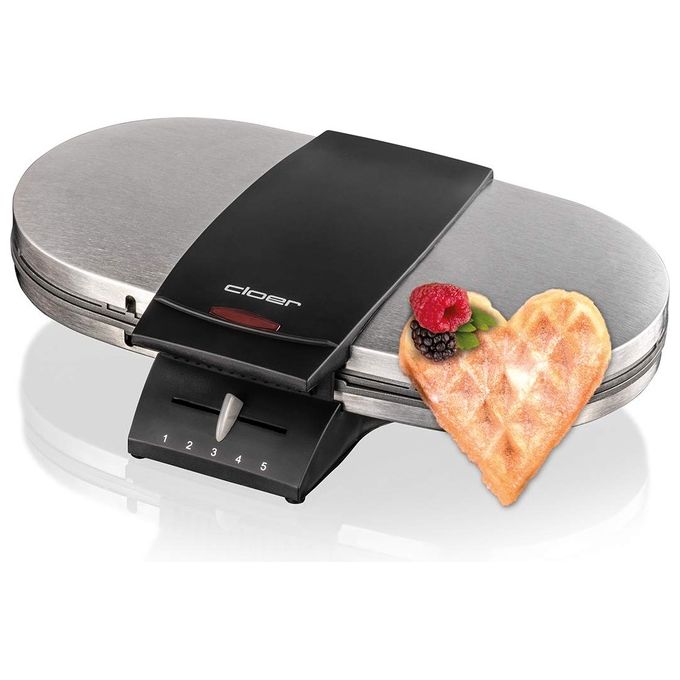 Cloer 1329 Doppio Waffelautomat Piastra per Waffle a Cuore 1700 W Rivestimento Antiaderente Senza PTFE APFO BPA colore Nero Acciaio inox