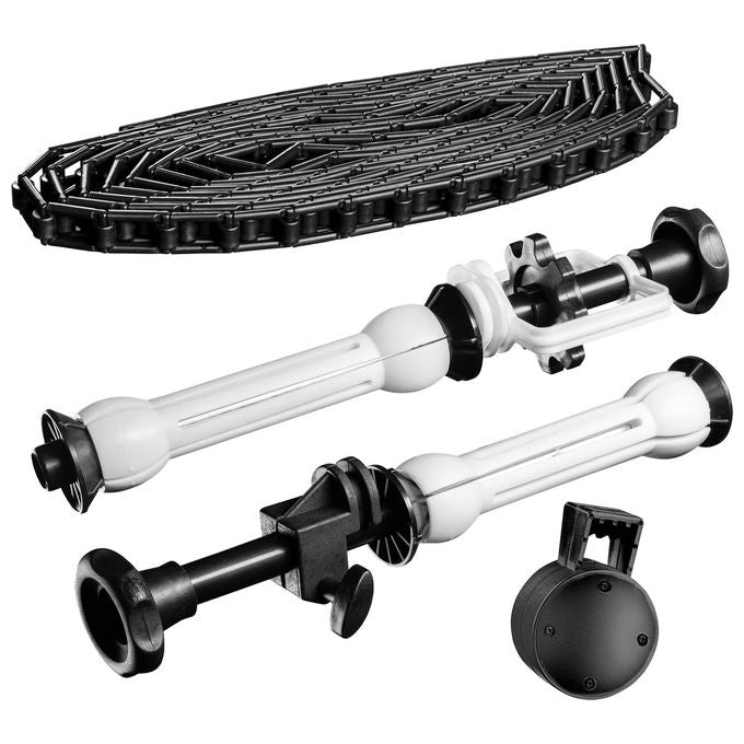 Walimex 14955 Kit di Fissaggio per Sfondi Fotografici con Catena e Peso Adatto Anime 45-78 mm Materiale Metallo Plastica Peso 1 Kg colore Nero