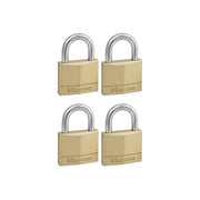 Master Lock 150EURQNOP Lucchetto con Chiave Corpo in Ottone Massiccio Archetto in Acciaio Temprato 7 mm 4 Pezzi colore Oro