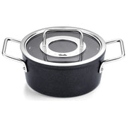 Fissler 156-115-18-000-0 Adamant Pentola in alluminio 18 cm 2 L con coperchio in vetro compatibile induzione colore Nero