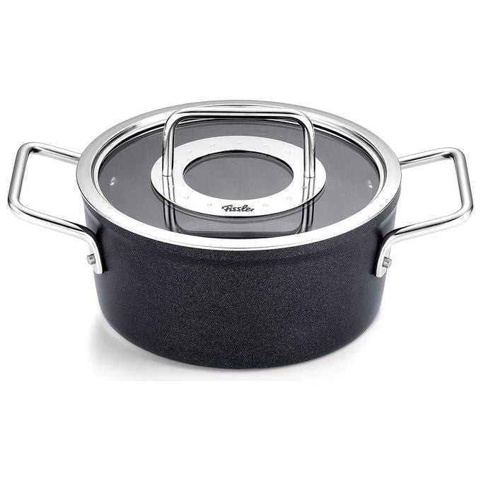 Fissler 156-115-18-000-0 Adamant Pentola in alluminio 18 cm 2 L con coperchio in vetro compatibile induzione colore Nero