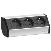 EVOline 159360001300 V-Dock Cuisine Multipresa 3 prese Schuko 2,5 m cavo alluminio anodizzato con finiture nere colore Argento Nero