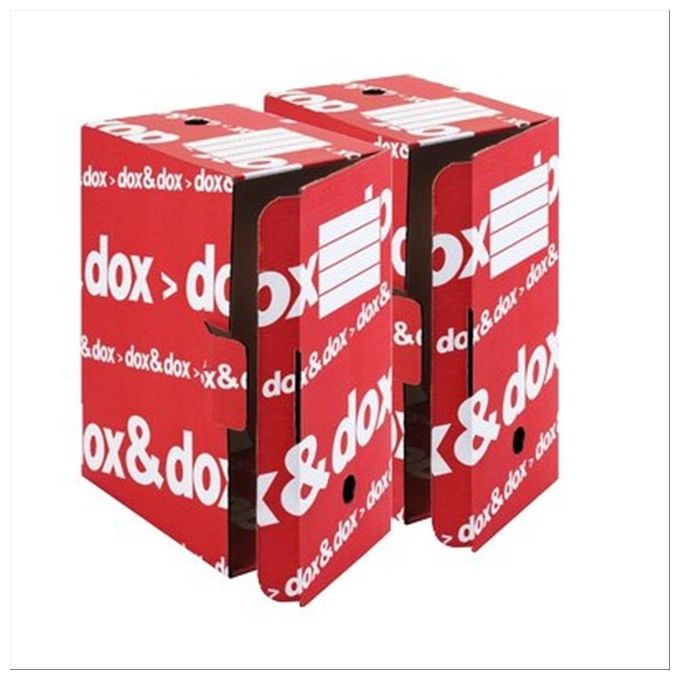 Rexel 1600174 Scatola Archivio in Cartone Formato A4 con Chiusura a Scomparsa e Fondo Automontante colore Rosso e Bianco