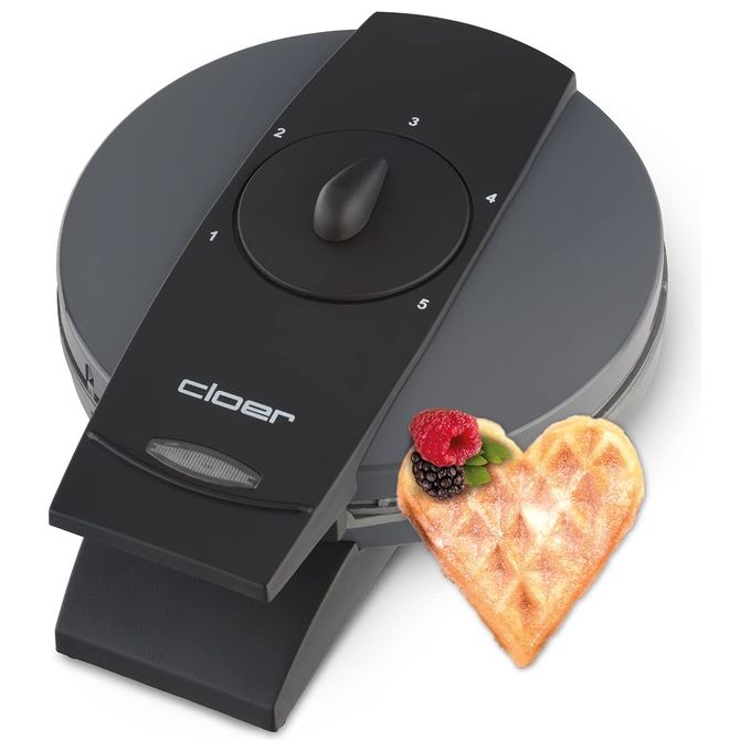 Cloer 1625 Macchina per Waffle a Cuore 930 W piastra antiaderente doratura regolabile colore Grigio