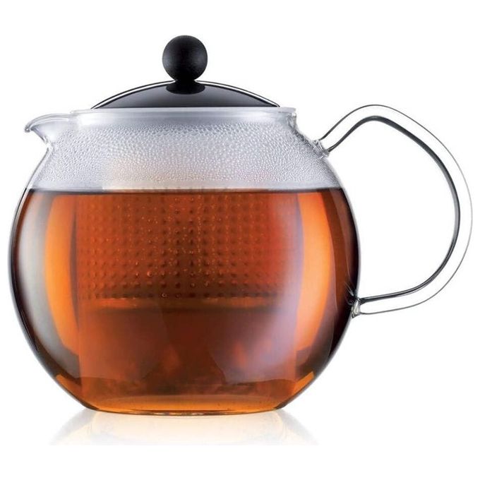 Bodum 1830-01 Assam Teiera con Infusore a Pressione in Vetro Borosilicato 1 L colore Nero