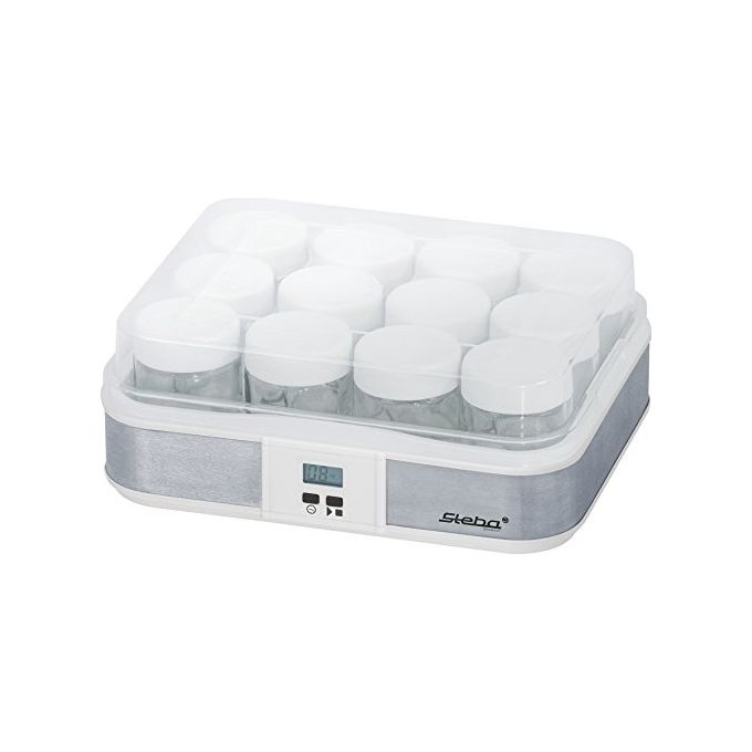 Steba JM 2 Yogurtiera 2,4 L 21 W con Timer LCD e 12 Vasetti in Vetro colore Bianco