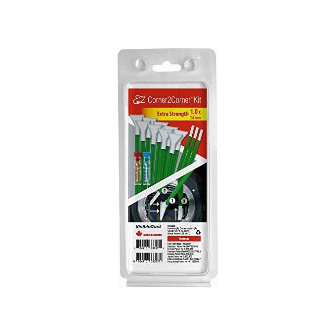 Visible Dust 18512894 EZ Corner2Corner Kit di Pulizia per Sensori Fotocamera 24 mm con Liquidi Smear Away e VDust Plus Tamponi MXD Vswabs e Corner Swabs colore Verde