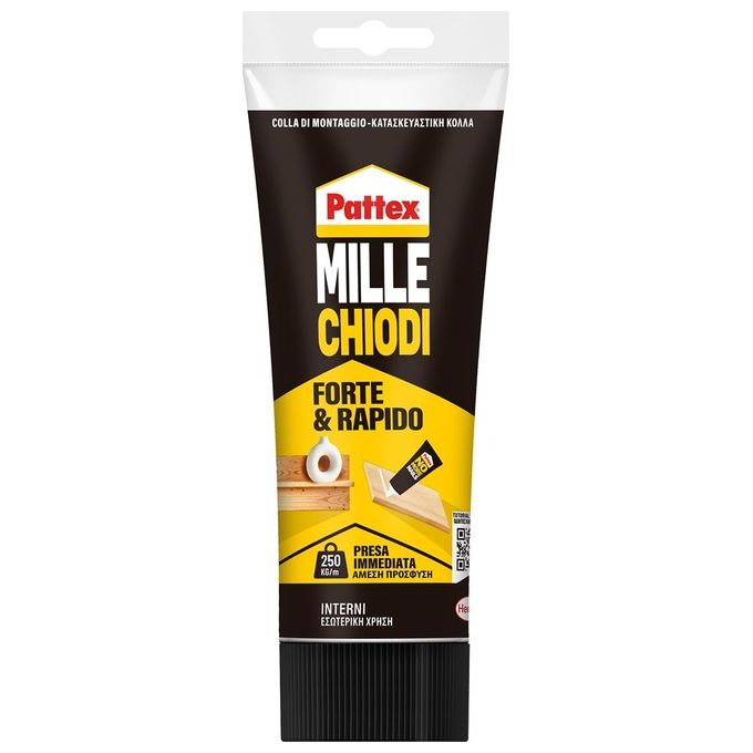 Pattex MILLECHIODI FORTEandRAPIDO Colla di Montaggio Adesivo Universale 250 g colore Trasparente