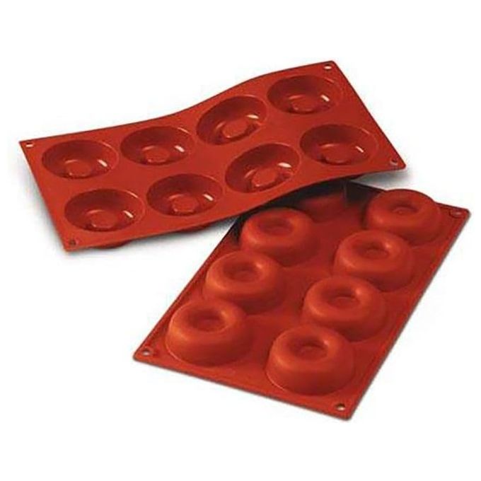 Silikomart 20.011.00.0065 Classic Stampo in Silicone 8 Savarin Medi 65x21 mm 400 ml colore Rosso