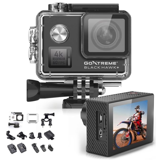 Easypix 3R30040 GoXtreme Black Hawk Action Cam 4K Ultra HD 60fps Sensore 12MP Grandangolo 170° Impermeabile 60m colore Nero