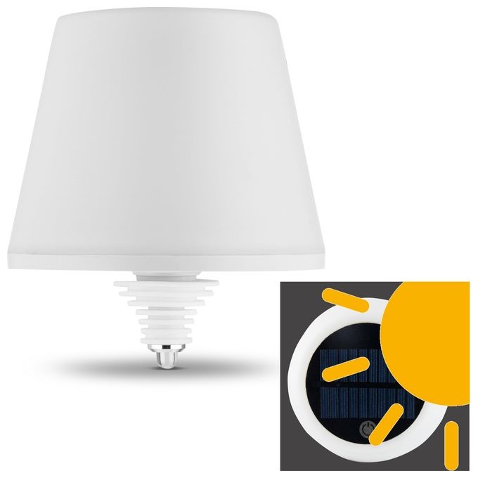 REV 2021001755 Lamprusco Lampada da Tavolo LED Ricaricabile con Pannello Solare 130 lm 4000 mAh IP54 colore Bianco