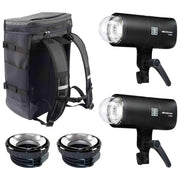 Elinchrom 827038 THREE Kit Flash Dual Off-Camera 261 Ws Batteria Integrata Li-Ion Ricarica USB-C Controllo Bluetooth Touchscreen colore Nero