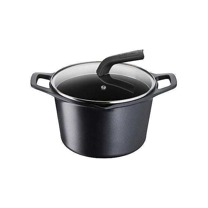 Lagostina 2100124079 Aroma Pentola Alta 2 Maniglie con Coperchio Vetro 22cm 2L Antiaderente Titanium Induzione