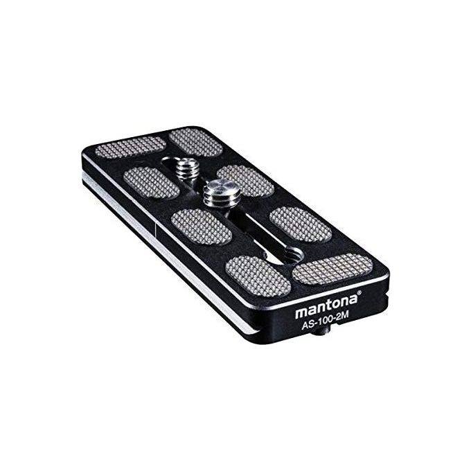 Mantona AS-100-2M Piastra a Sgancio Rapido Compatibile Arca-Swiss Alluminio Fresato CNC 100x38 mm colore Nero