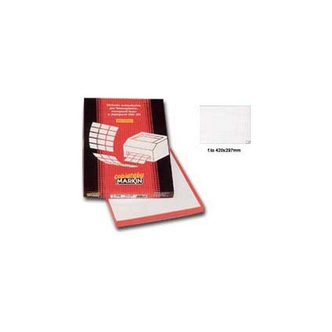 Markin 214C599A3 Etichette Adesive Permanenti A3 420x297 mm 100 Fogli 1 Etichetta per Foglio Laser Inkjet colore Bianco