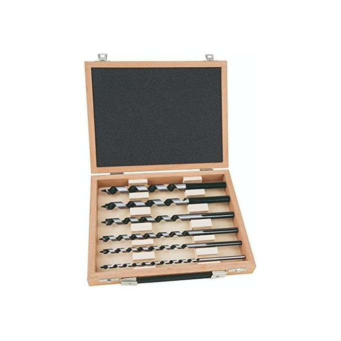 Alpen 21600006100 Set di 6 Punte per Trapano a Serpente 6 8 10 12 14 16 mm Lunghezza 235 mm Codolo Esagonale Custodia in Legno colore Legno