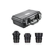 Samyang 4056929219869 Video DSLR Basic Set Obiettivi 24mm f-1.5 50mm f-1.5 85mm f-1.5 per Sony E con Custodia mantona colore Nero
