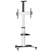 Reflecta 23210 STAND 70VC Staffa TV da Terra Regolabile in Altezza 120-207 cm Rotazione 90° Inclinazione +5°--12° VESA 200x200-600x400 Capacita' 50 Kg con Mensola e Ruote colore Alluminio Nero