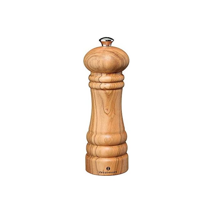 Zassenhaus M023367 Berlin Macinapepe Manuale in Legno di Ulivo con Macina in Ceramica Regolabile 6 Livelli colore Naturale-Beige