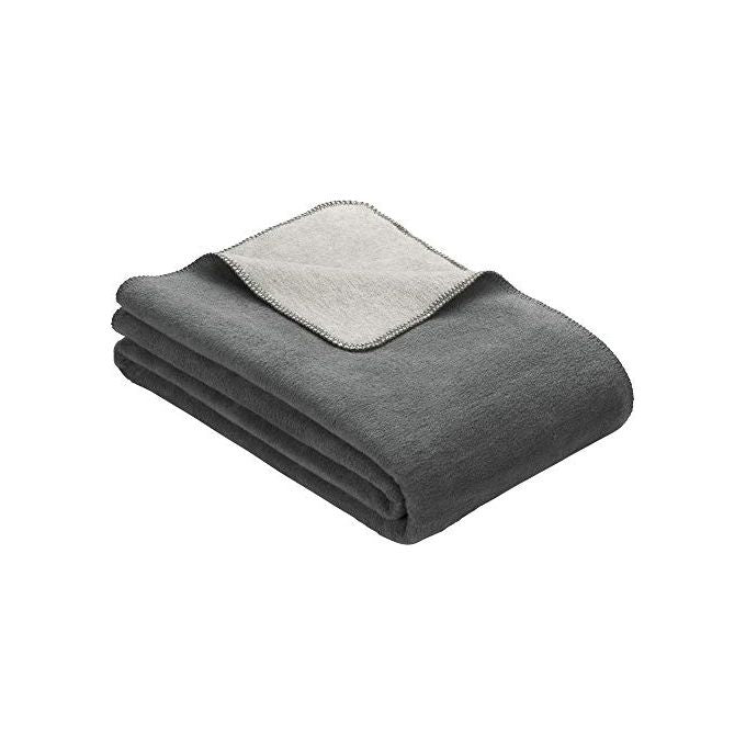 IBENA 2340-840 Solare Doubleface Plaid in Cotone Acrilico e Poliestere 430 g-m² colore Grigio-Argento