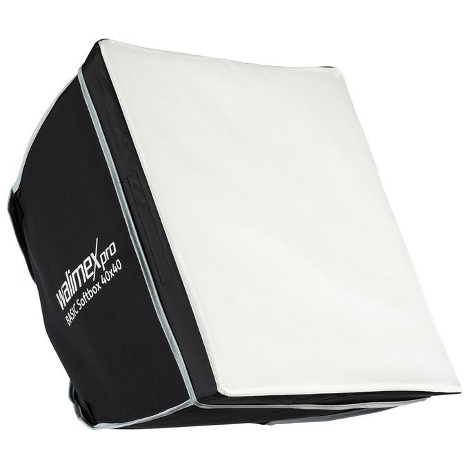 Walimex pro 23417 Softbox Quadrata 40x40 cm Rotazione 360° con Diffusore Anteriore e Intermedio Adattatore Bowens Borsa per il Trasporto colore Nero