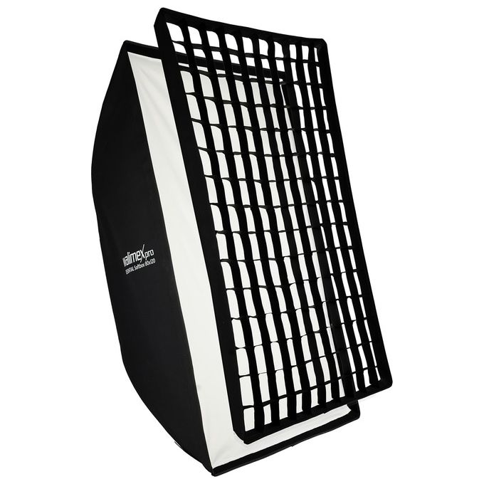Walimex pro 23425 Essential Softbox Rettangolare 80x120 cm Rotazione 360° con Griglia e Adattatore Bowens colore Nero