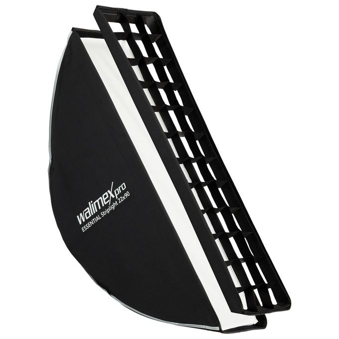Walimex pro 23426 Essential Striplight Softbox 22x90 cm Rotazione 360° con Griglia Adattatore Bowens Incluso colore Nero