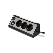 REV 2400050010 Light Socket Presa Multipla con 3 Prese Schuko 2 Porte USB Luce LED Integrata Interruttore Colore Nero-Silver
