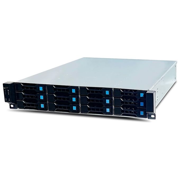 Fantec 2563 SRC-2012X07-12G-6G Barebone Server Rack 2U SSI CEB 12 Bay Hot-Swap SATA-SAS SFF-8643 USB 2.0 Acciaio Zincato colore Nero Argento