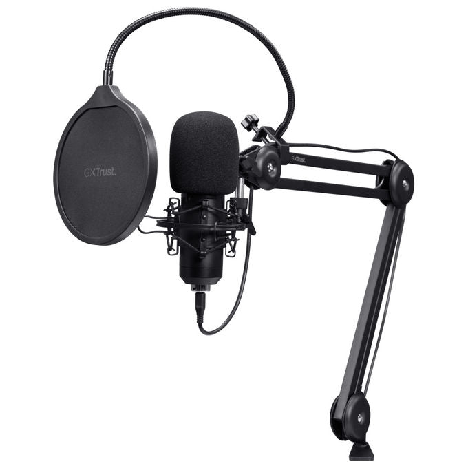 GXTrust 25770 Emita II Microfono USB con Braccio Regolabile Filtro Pop Shock Mount 16 mm 192 kHz-24 bit colore Nero