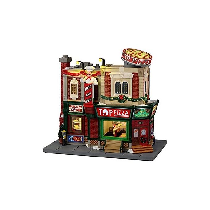 Lemax 25860 Top Pizza Edificio Decorativo con Movimento Luci e Suoni Volume Regolabile Adattatore 4.5V Incluso colore Multicolore