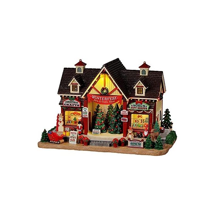Lemax 25865-UK Caddington Village Edificio Natalizio Illuminato Winterfest Arts and Crafts Show con Illuminazione Interna ed Esterna Alimentazione 4.5V Adattatore Incluso colore Multicolore