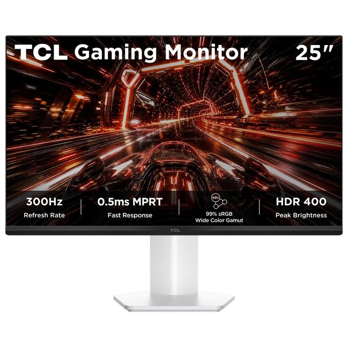TCL 25P1AD Monitor Gaming 25'' 1920 x 1080 Pixel IPS 300 Hz HDR400 0,5 ms colore Bianco