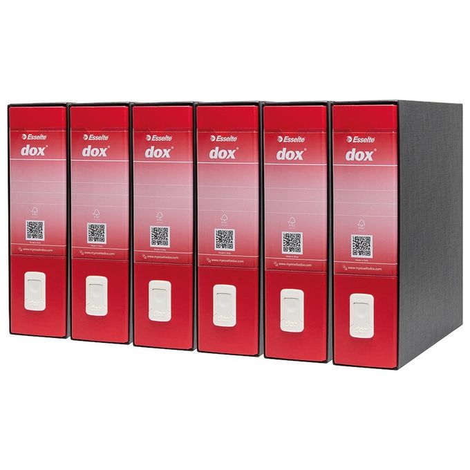Esselte D26111 DOX 1 Registratori a Leva Formato Commerciale 23x29 7 cm Dorso 8 cm Custodia Protettiva Confezione 6 Pezzi colore Rosso