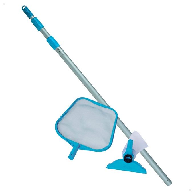 Intex 28002 Kit Pulizia Piscina Fuoriterra asta telescopica 239 cm diametro fino a 488 cm colore Azzurro