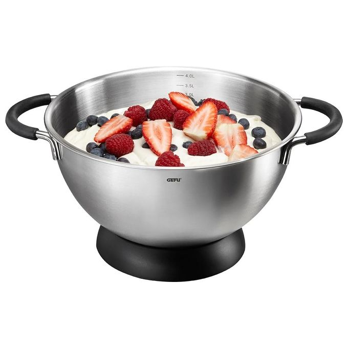 Gefu GE28140 Mesco Ciotola da Miscelazione 4 L Acciaio Inox con Manici in Silicone e Base Antiscivolo colore Argento