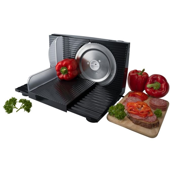 Steba 29-10-00 AS 100 Affettatrice Elettrica 100 W Lama Acciaio Inox Solingen 170 mm Regolazione Spessore 0-17 mm Pieghevole colore Nero