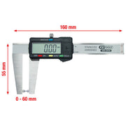 KS TOOLS 300.0540 Calibro a corsoio digitale per dischi freno in acciaio inossidabile con display LCD e funzione blocco 0-60 mm colore Nero
