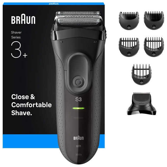 Braun 3000BT Series 3 Rasoio elettrico con testina per barba e rifinitore 45 min di autonomia colore Nero Grigio