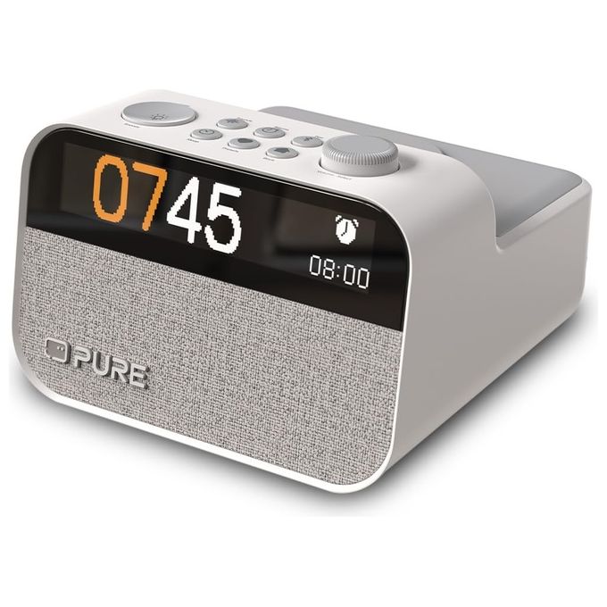Pure 252451 Moment Charge Radiosveglia DAB+ FM Bluetooth 5.3 Wake-up Light Ricarica Wireless 4 Sveglie 10W colore Bianco