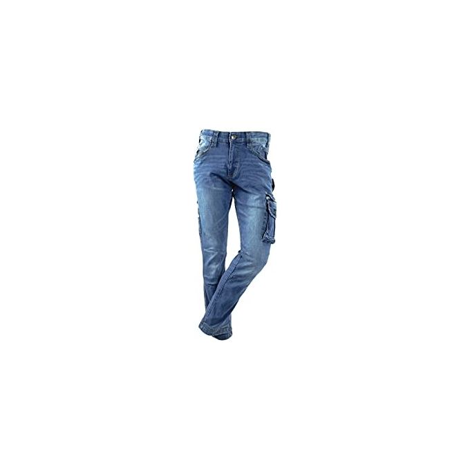 Rica Lewis JOB Pantalone da Lavoro Jeans Elasticizzato FibreFlex 98% Cotone 2% Elastan Multitasche Cerniera YKK colore Blu