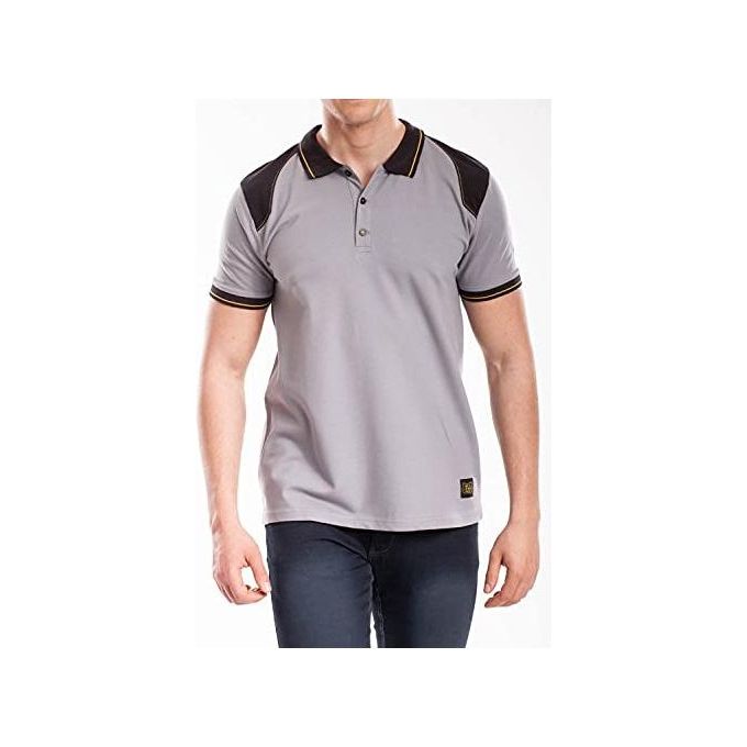Rica Lewis 5430323 Workts Polo Uomo Stretch Manica Corta 95% Cotone 5% Elastan Inserti Spalle Neri colore Grigio