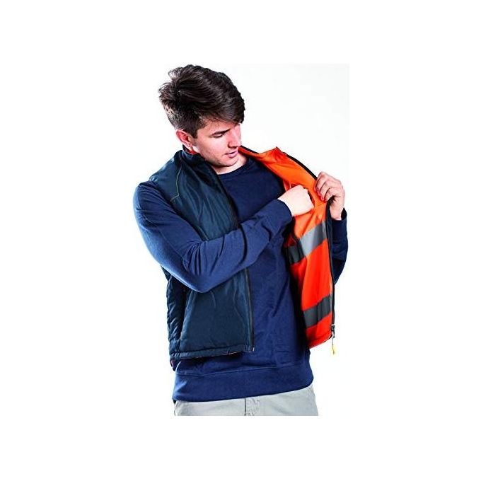 Rica Lewis 5430382 Gilet Senza Maniche Imbottito Reversibile Alta Visibilita' EN ISO 20471 CAT 2 100% Poliestere Taglia L colore Blu Navy