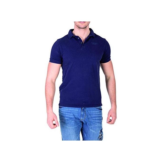 Rica Lewis 5430341 Polage Polo Uomo Manica Corta 100% Cotone Piqué 220 g-m² Effetto Vintage Colletto a Costine colore Blu