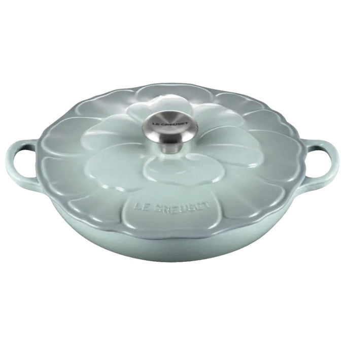 Le Creuset 311803 Tegame Basso con Coperchio a Fiore 2,2 L Ghisa Smaltata colore Sea Salt